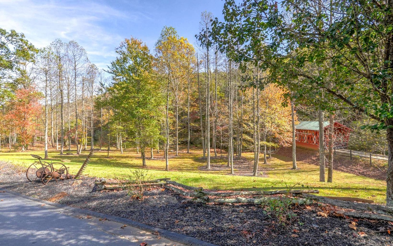 Covered bridge entrance and yard
