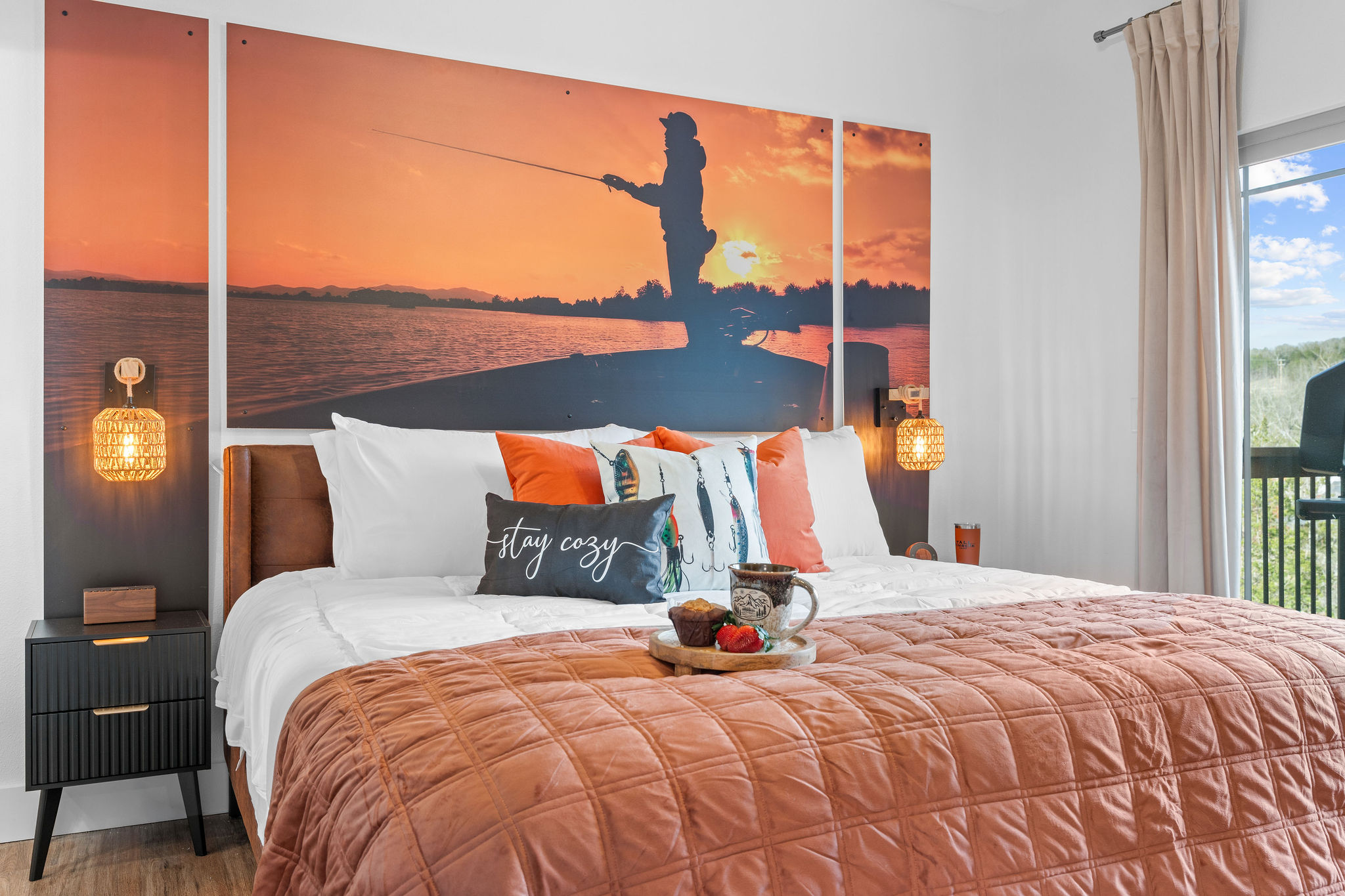 The fishing room on the main level has a king bed, luxury mattress and attached ensuite bathroom. 