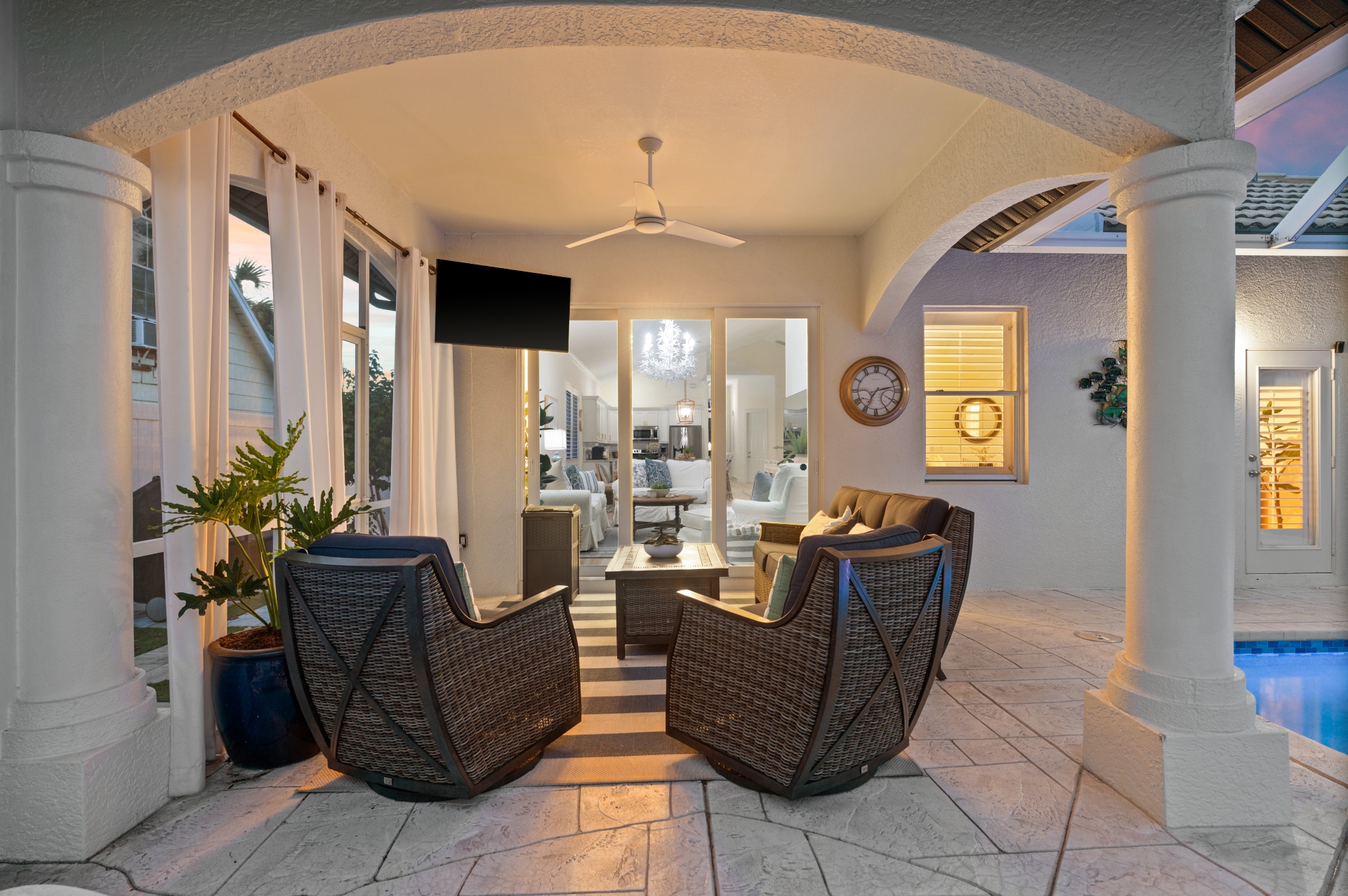 Lanai seating with TV