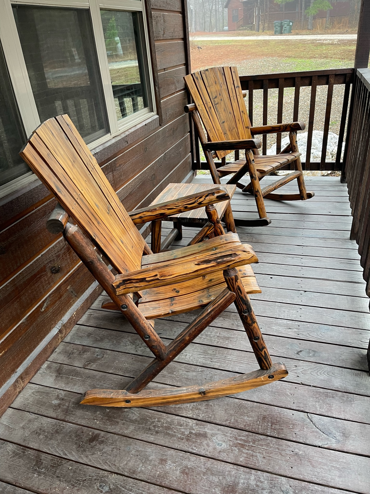 Front porch. Rock away your woes.