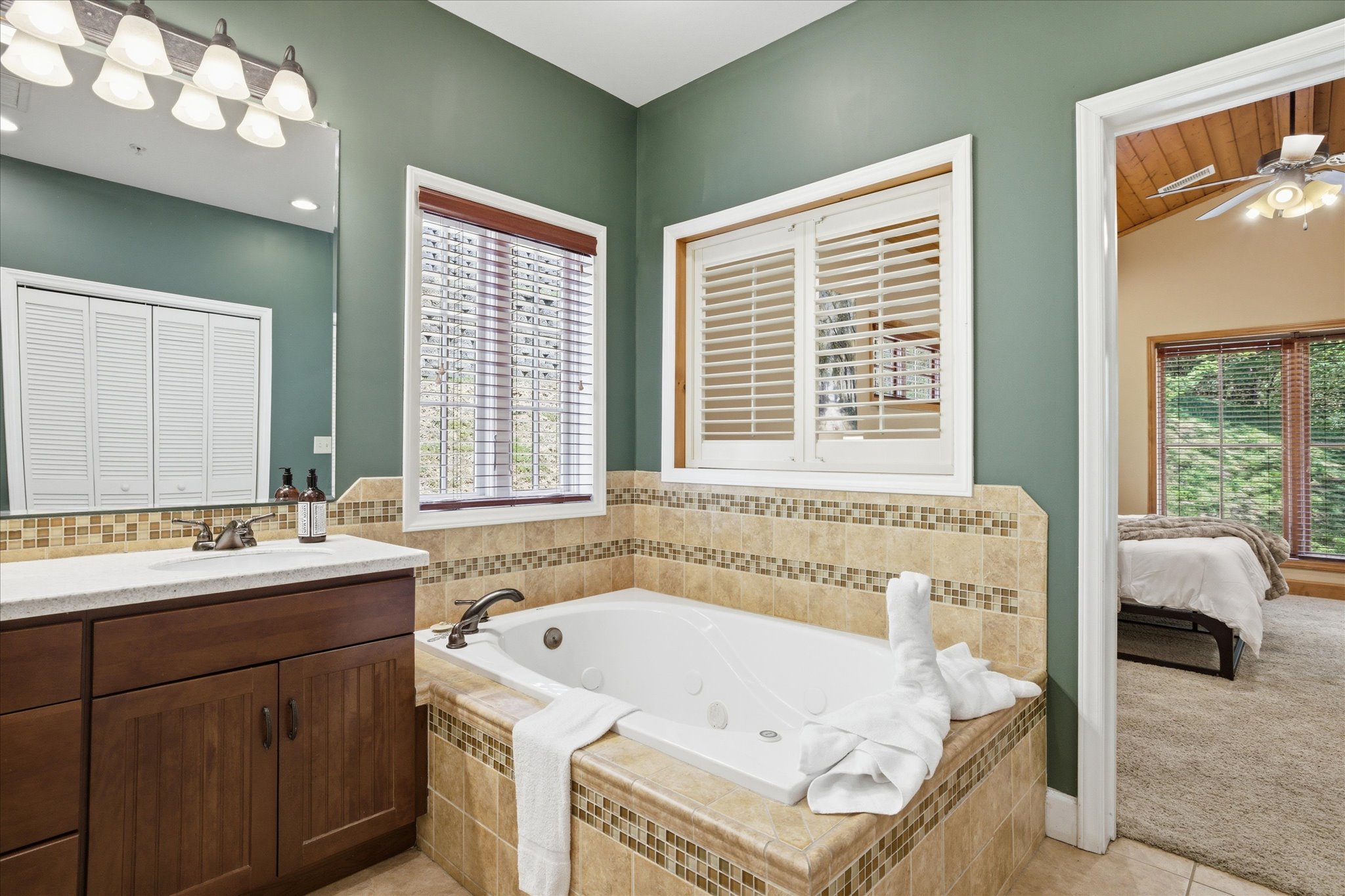 Freshen up in Unit 321’s master bathroom, offering a clean, comfortable space to get ready at your own pace.