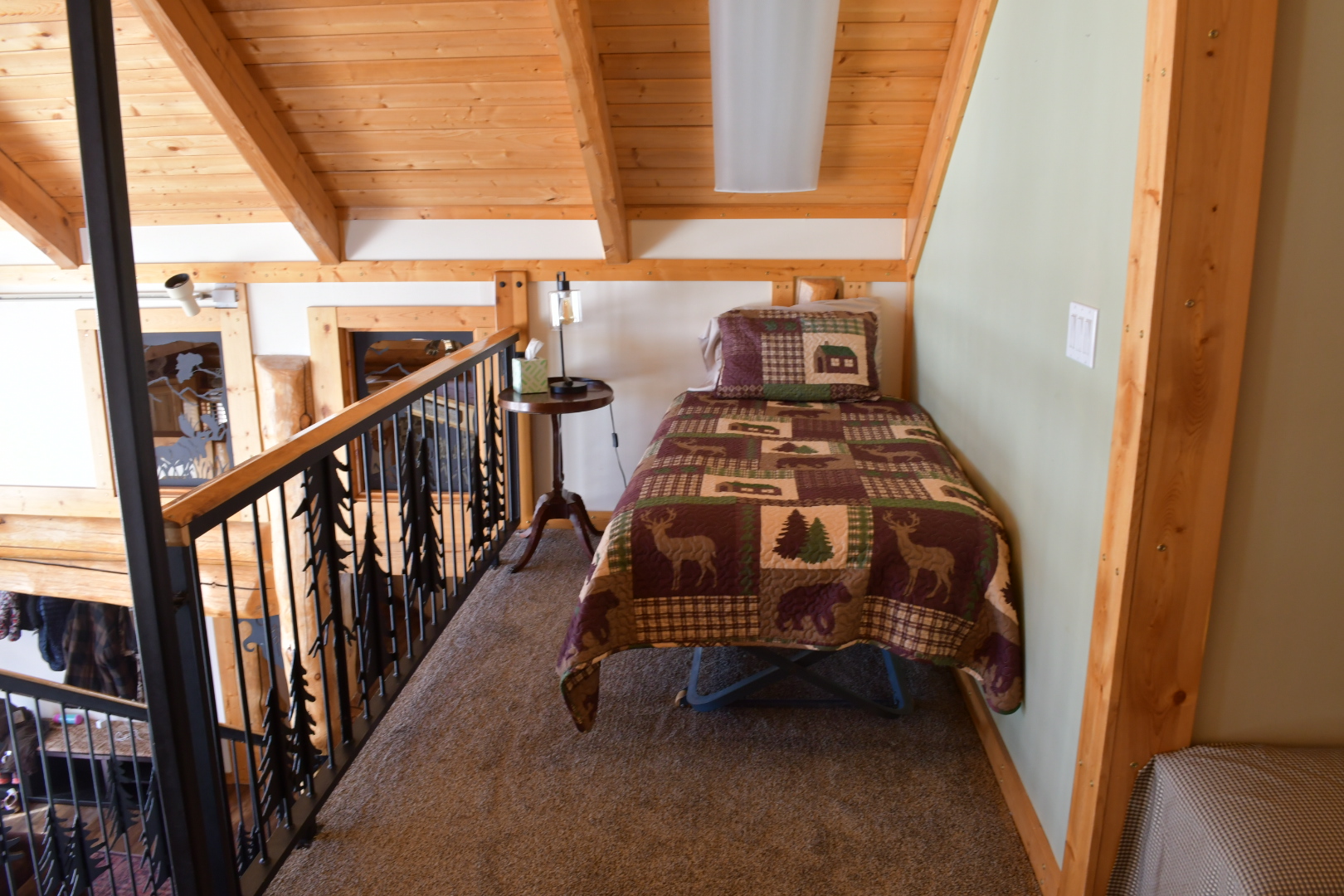 twin bed in loft area