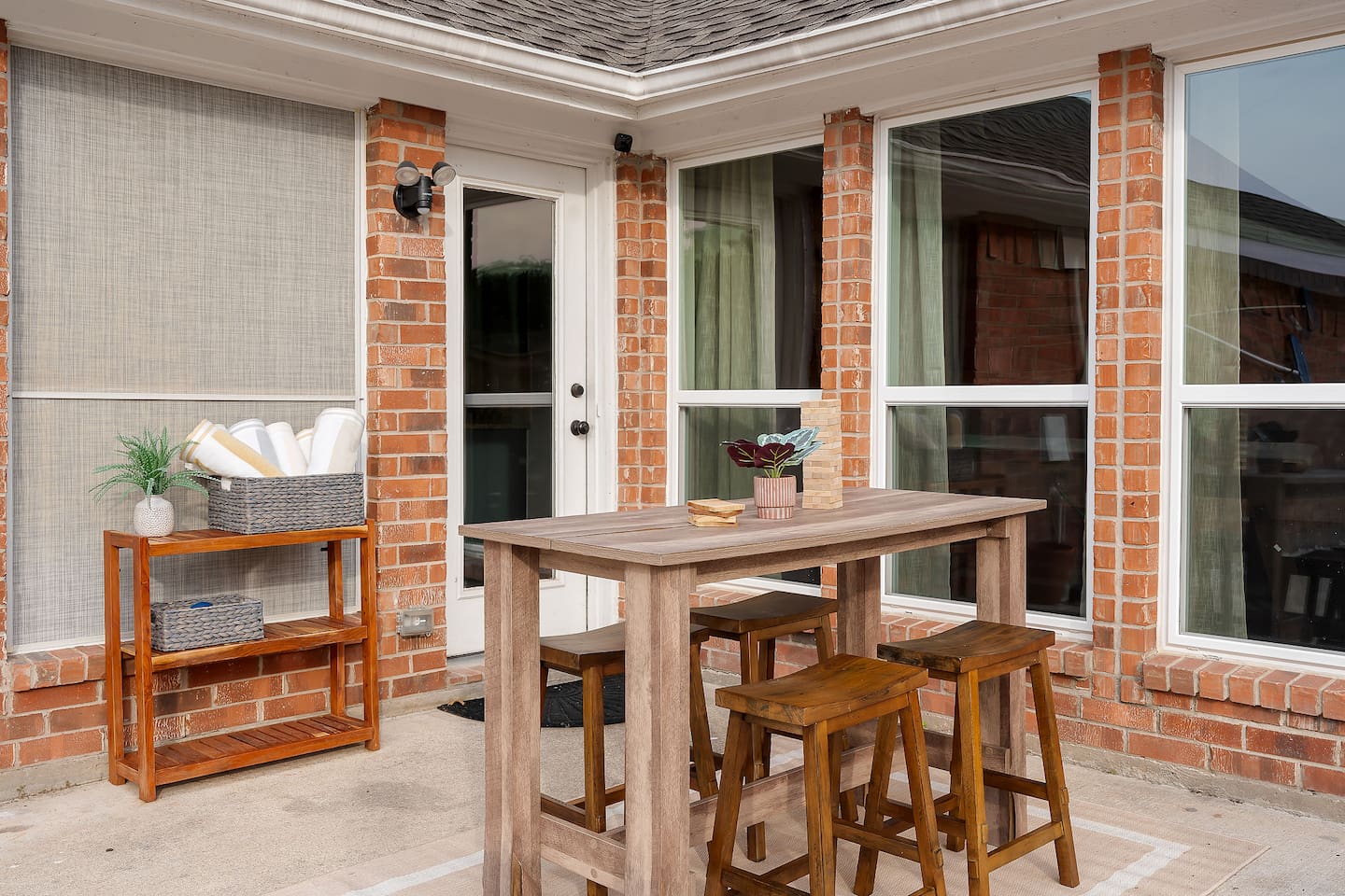 Enjoying the perfect blend of relaxation and nature in this outdoor seating area near the pool in the backyard.