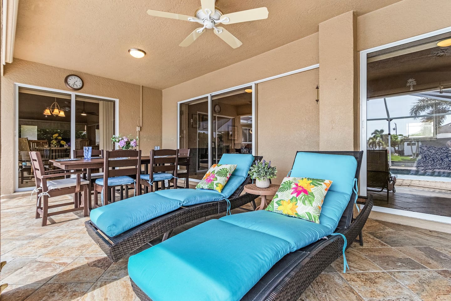 Take a moment to lounge and enjoy peaceful views of the pool and water!