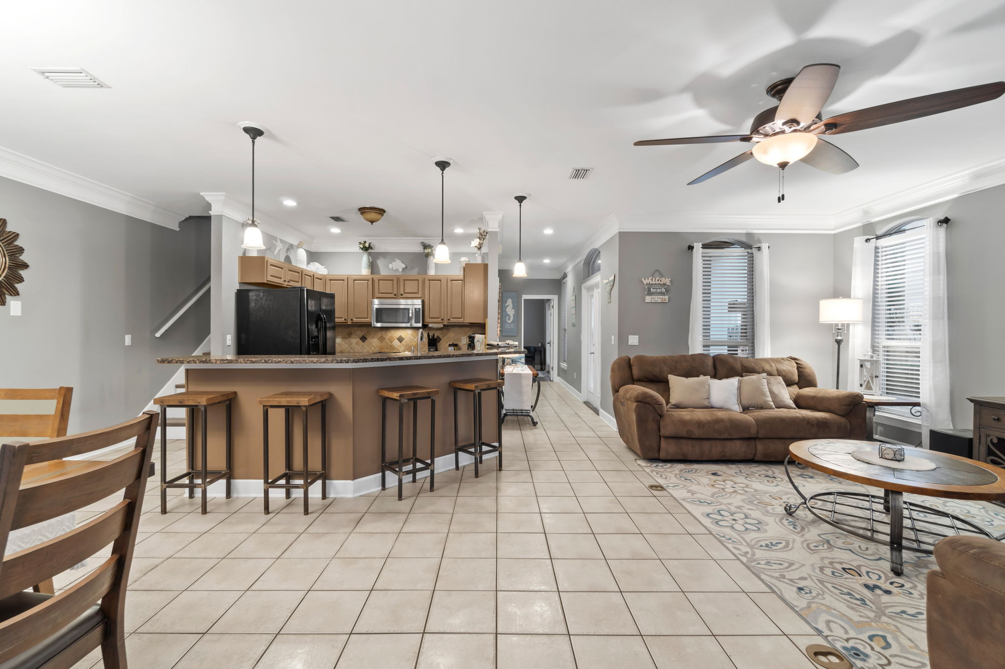 Open concept floor plan from the kitchen to the living room