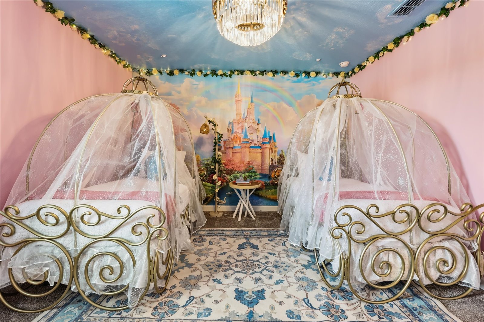 Cinderella, two twin pumpkin carriage beds.