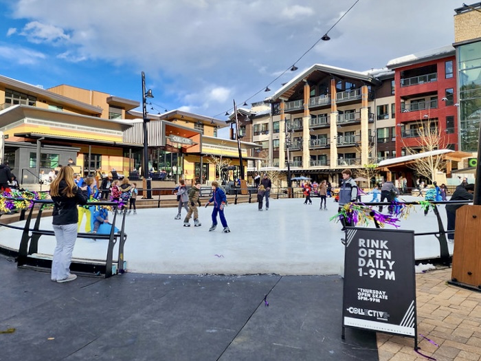Ice skating in the village square, restaurants lit up just beyond, and the mountain framing the entire scene. Snowmass Village is the kind of place you wander through without a plan and come back happy every time.
