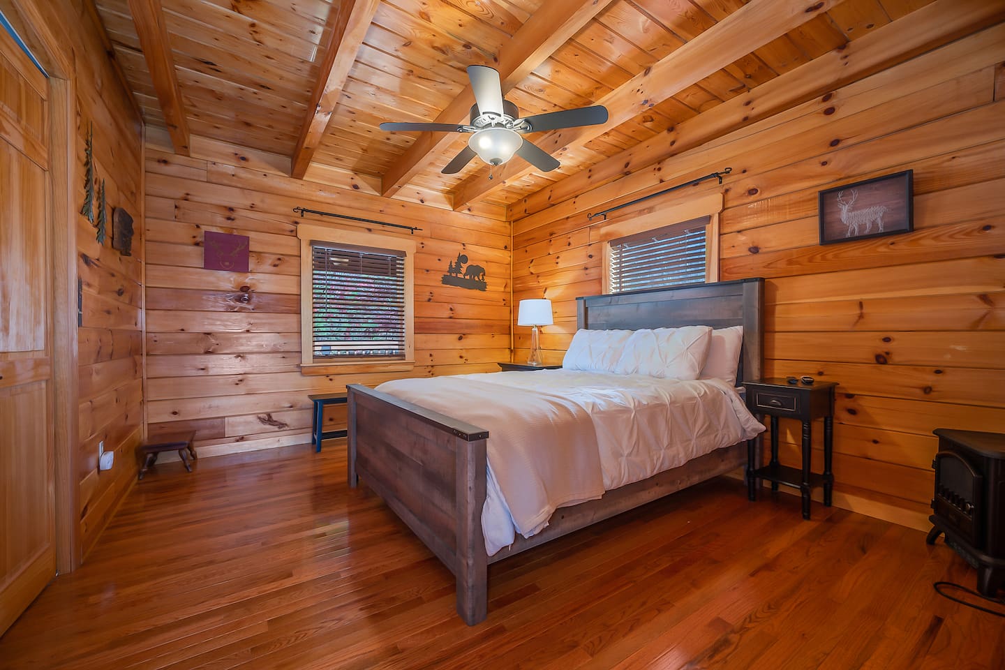 2nd bedroom with queen bed and private full bathroom