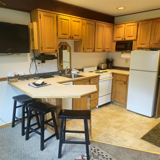 Breakfast nook area next to kitchen. 
