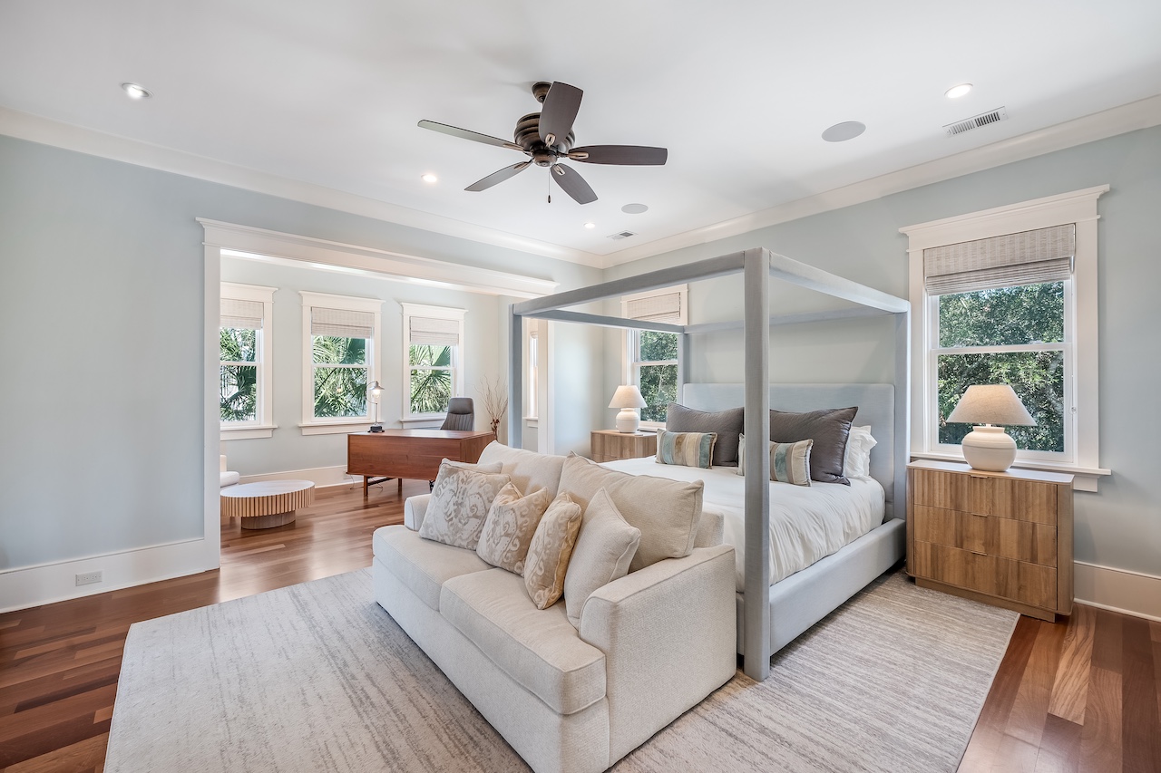 Bedroom 1: King Bed + Ensuite + TV Shore Thing | 4001 Palm Blvd | Isle of Palms, SC | IOP Escapes