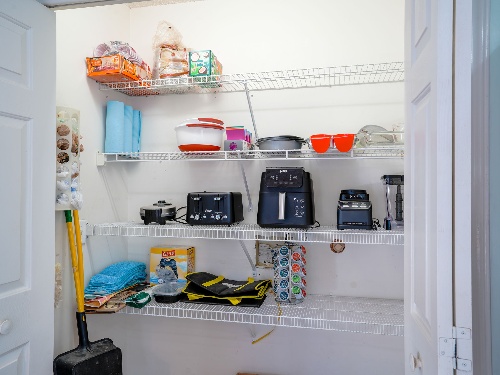Pantry, Kitchen Appliances, Bowls, etc