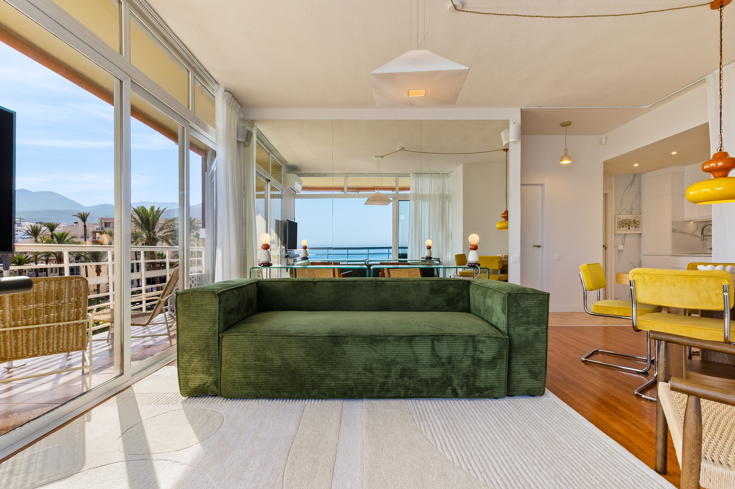 Relax in the lounge with uninterrupted Mediterranean sea views.
