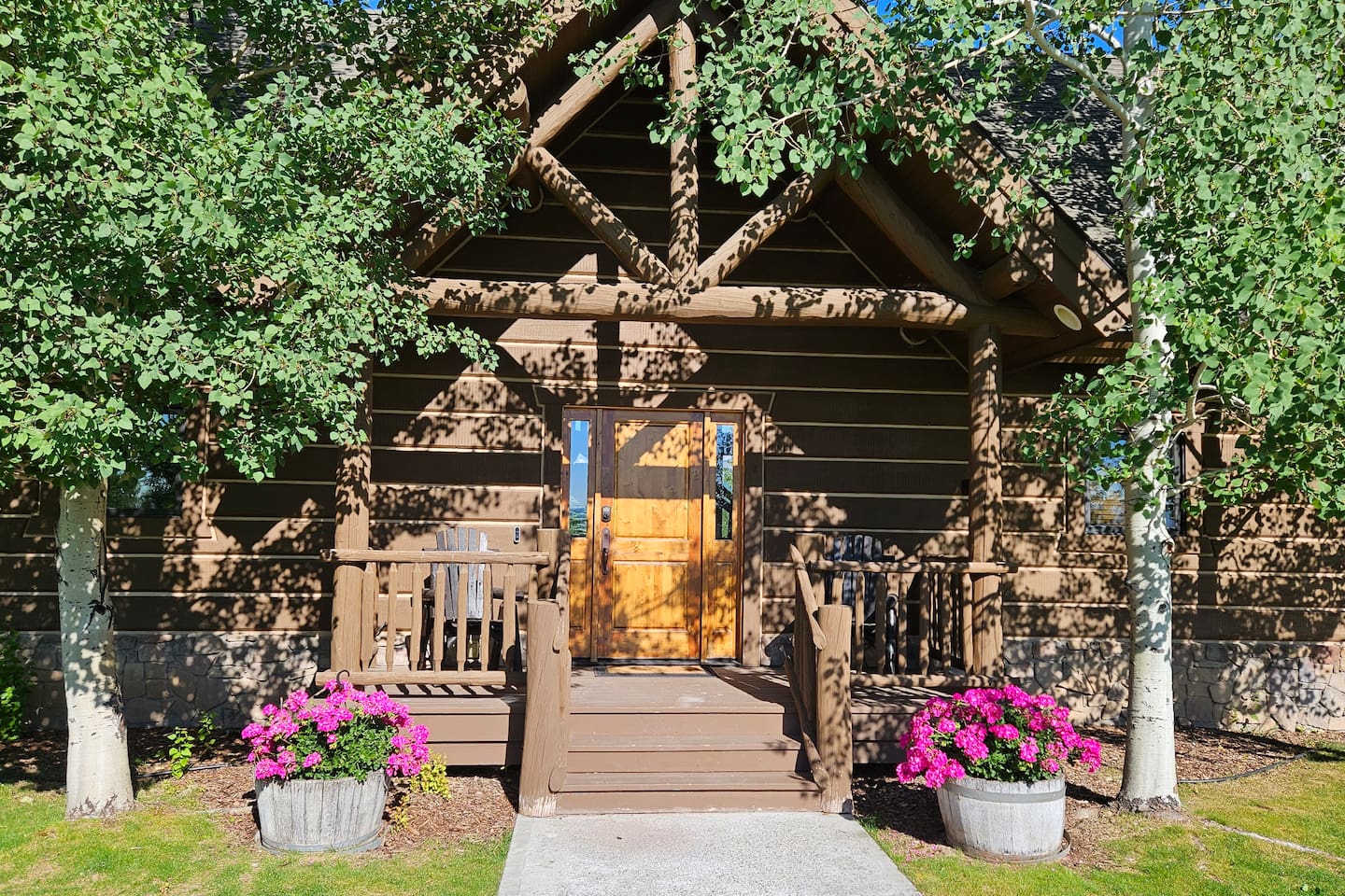 Welcome to your luxury mountain retreat!  Arrive to a warm, inviting entrance nestled among mature trees - the perfect beginning to your peaceful mountain retreat.  You'll love the stunning sunsets over the Big Hole Mountains in the evening!
