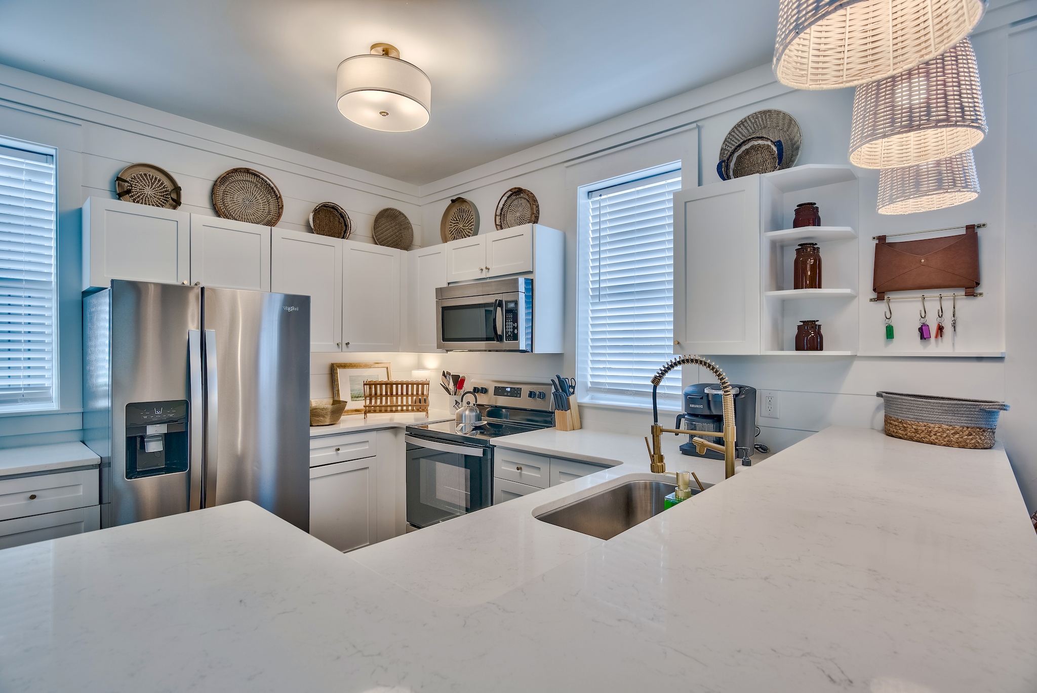 Kitchen appliances and island