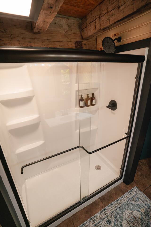 Modern shower setup with sleek design.