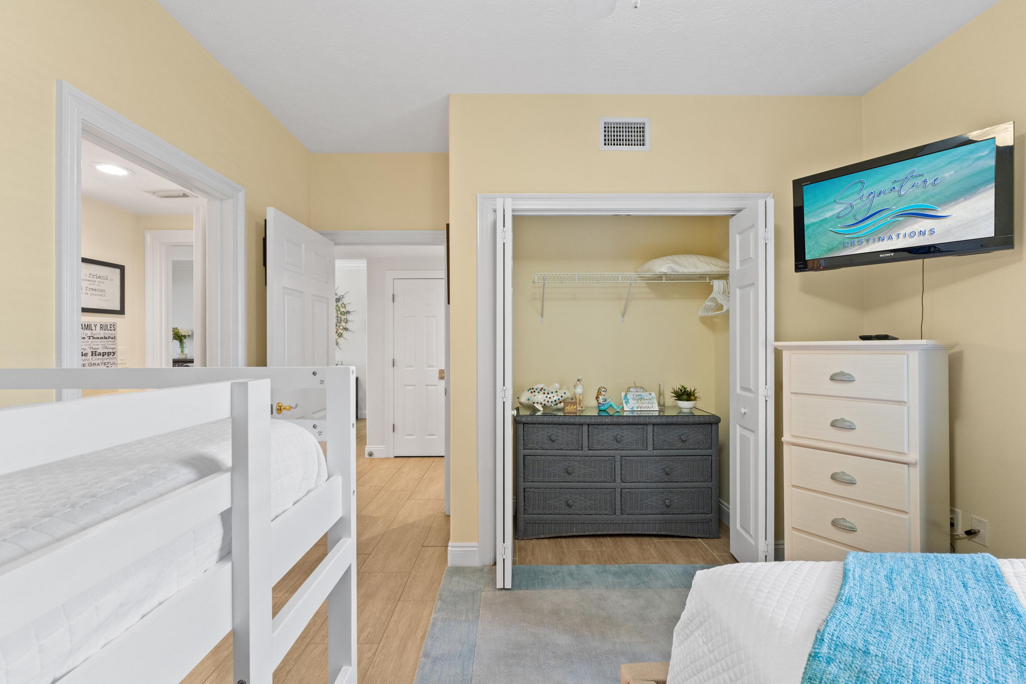 Bedroom 2 with Queen Bed and Twin Bunk Beds