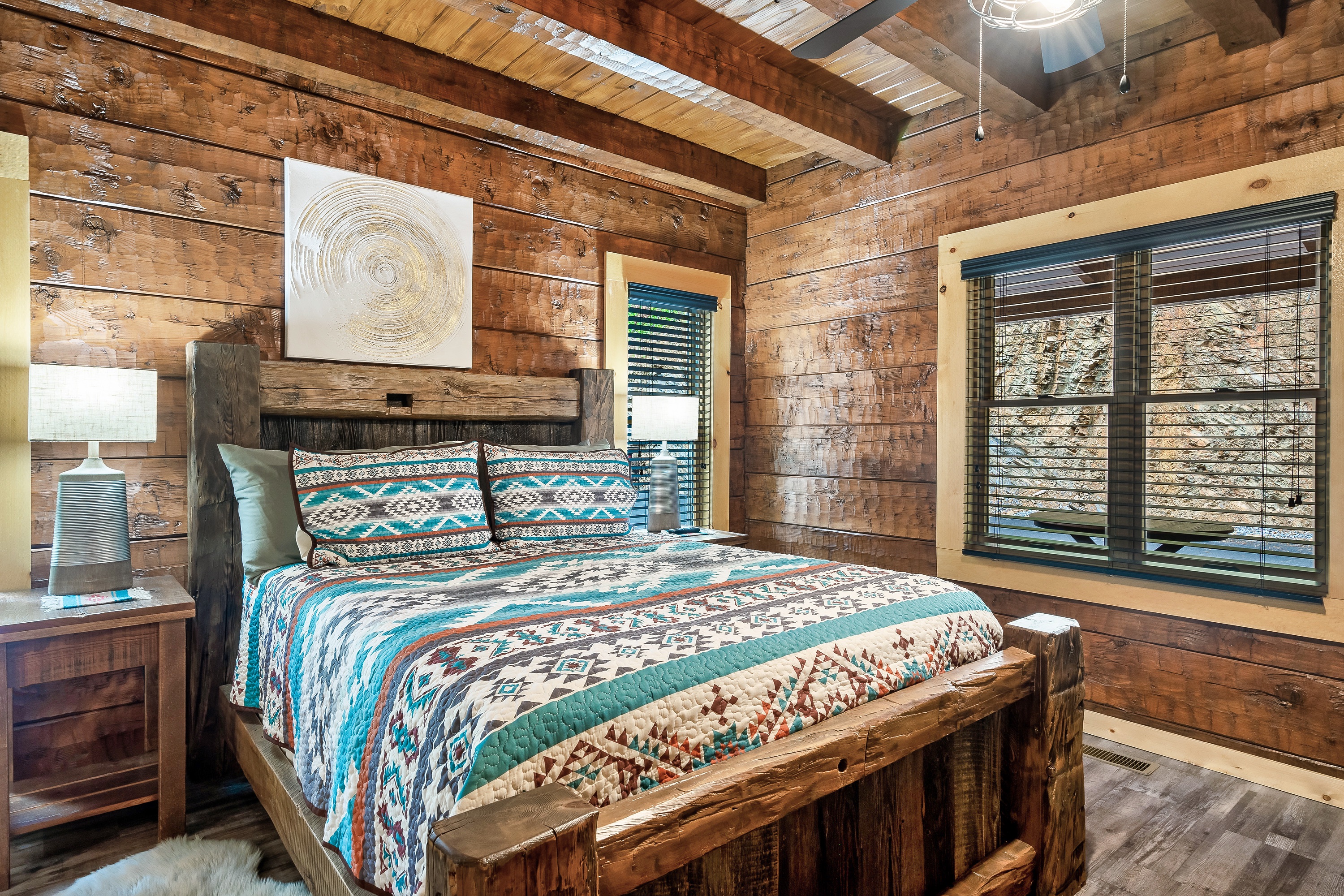 Main floor bedroom, queen bed, tub and stand alone shower in this bedroom & ensuite.