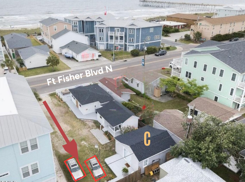 Parking for 2 cars side-by-side in front of the Cottage