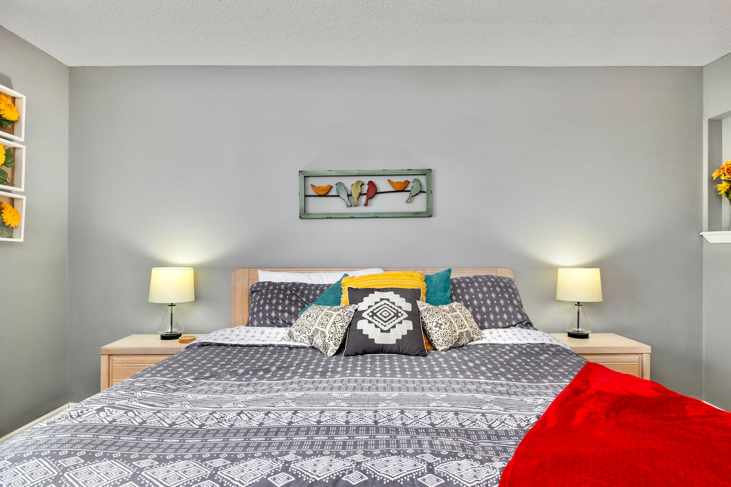 Bedroom: Bright and inviting with colorful decor and plush bedding for a restful retreat!