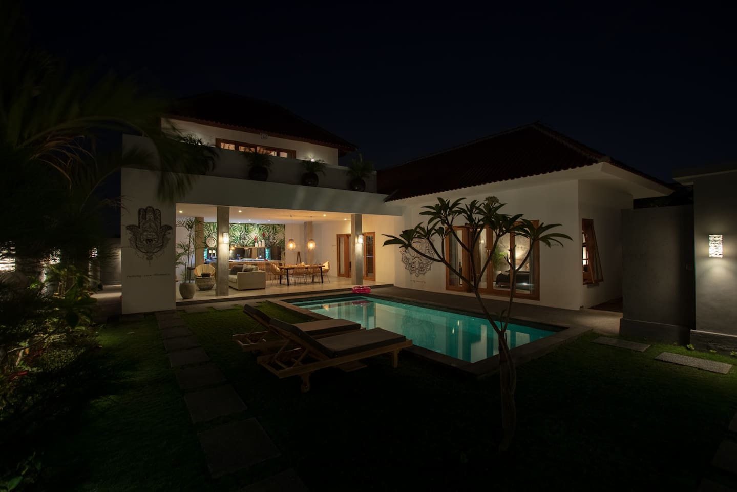 Another view of the villa at night