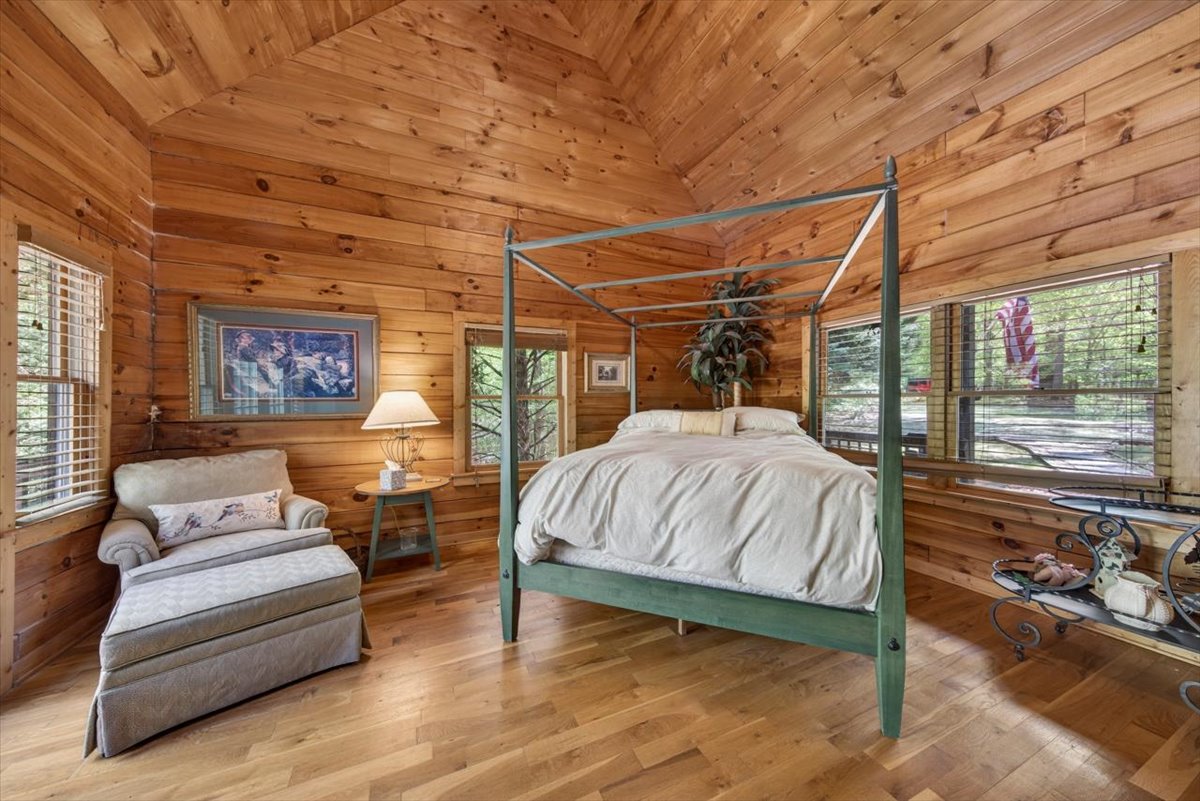 Charming bedroom perfect for unwinding after a lake day.