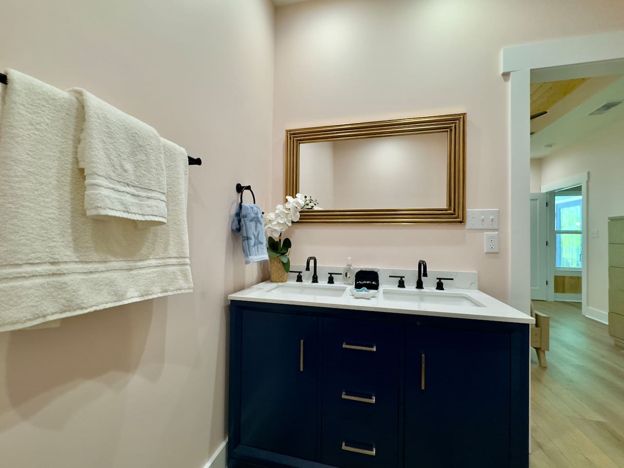 Our inviting bath offers comfort, style, and a deep tub.