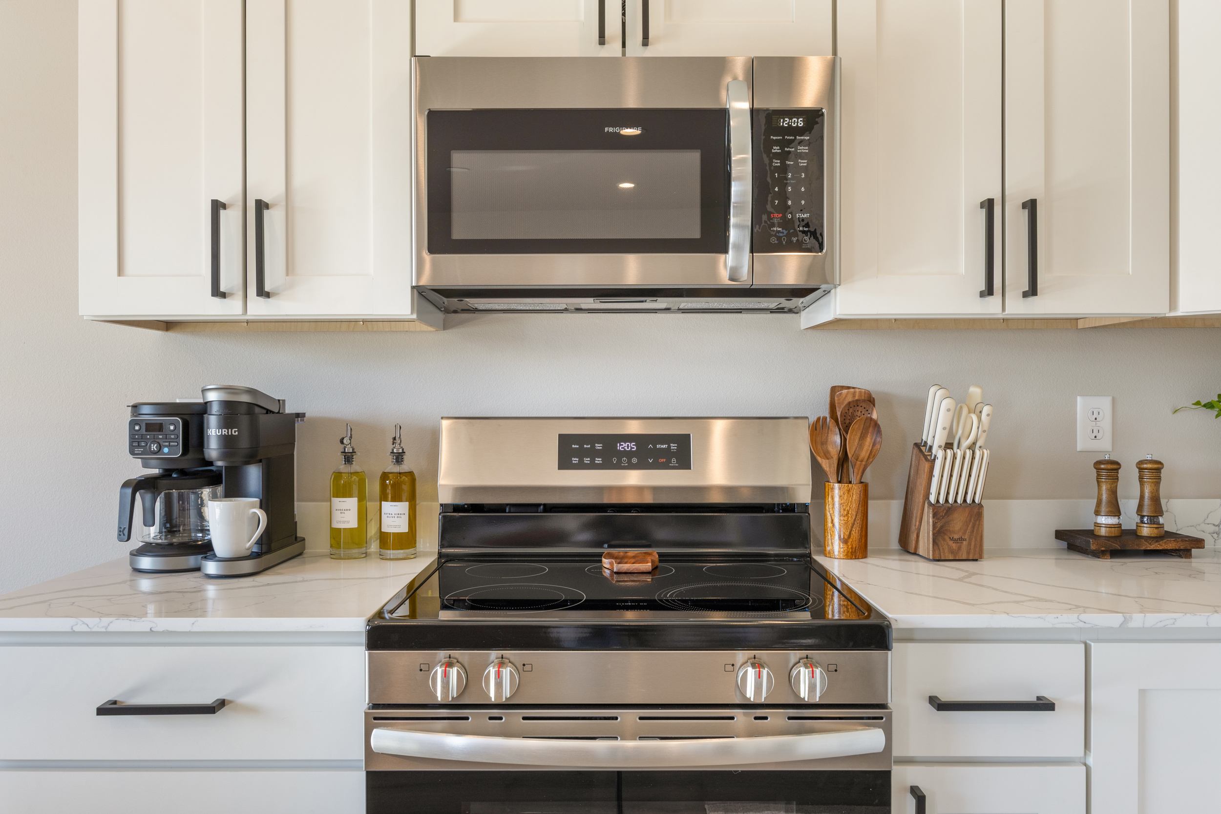 Fully stocked kitchen and coffee station