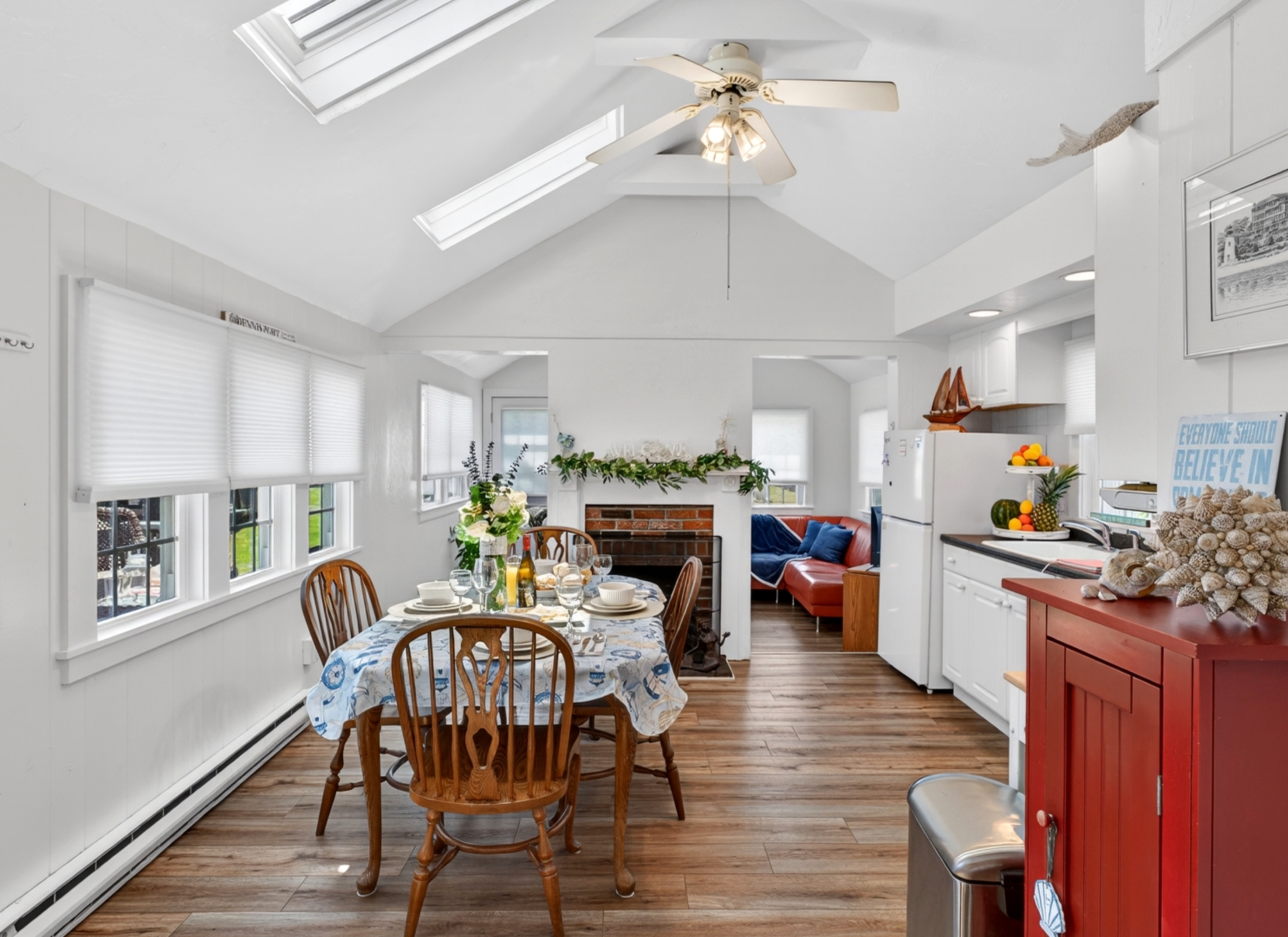 Dining space with seating for four, perfect for shared meals and simple moments at home.
