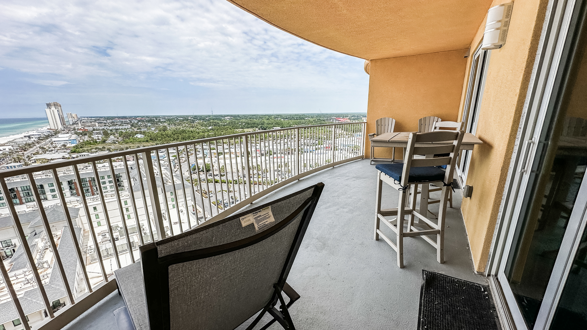 THE EXTRA WIDE BALCONY ALSO HAS A VIEW OVER THE PARK TO THE NORTH