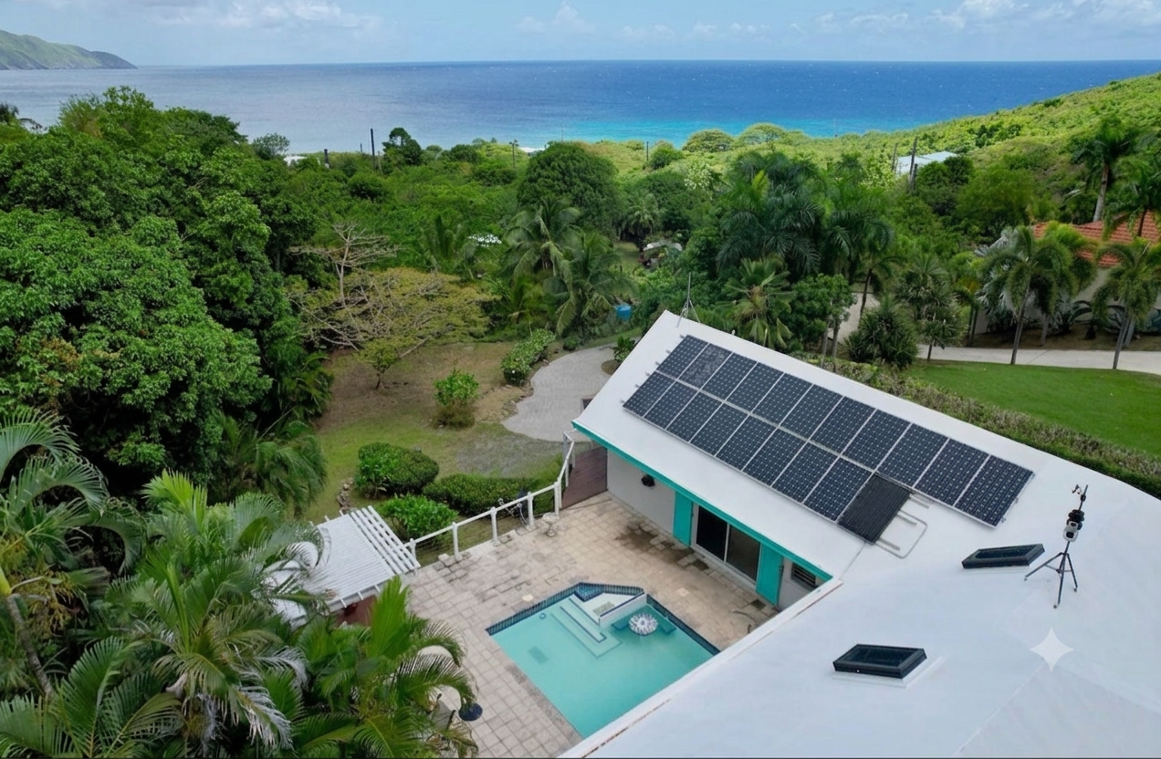 The L shape of the house around the pool makes entertaining a breeze! Solar, so you never lose power! 
