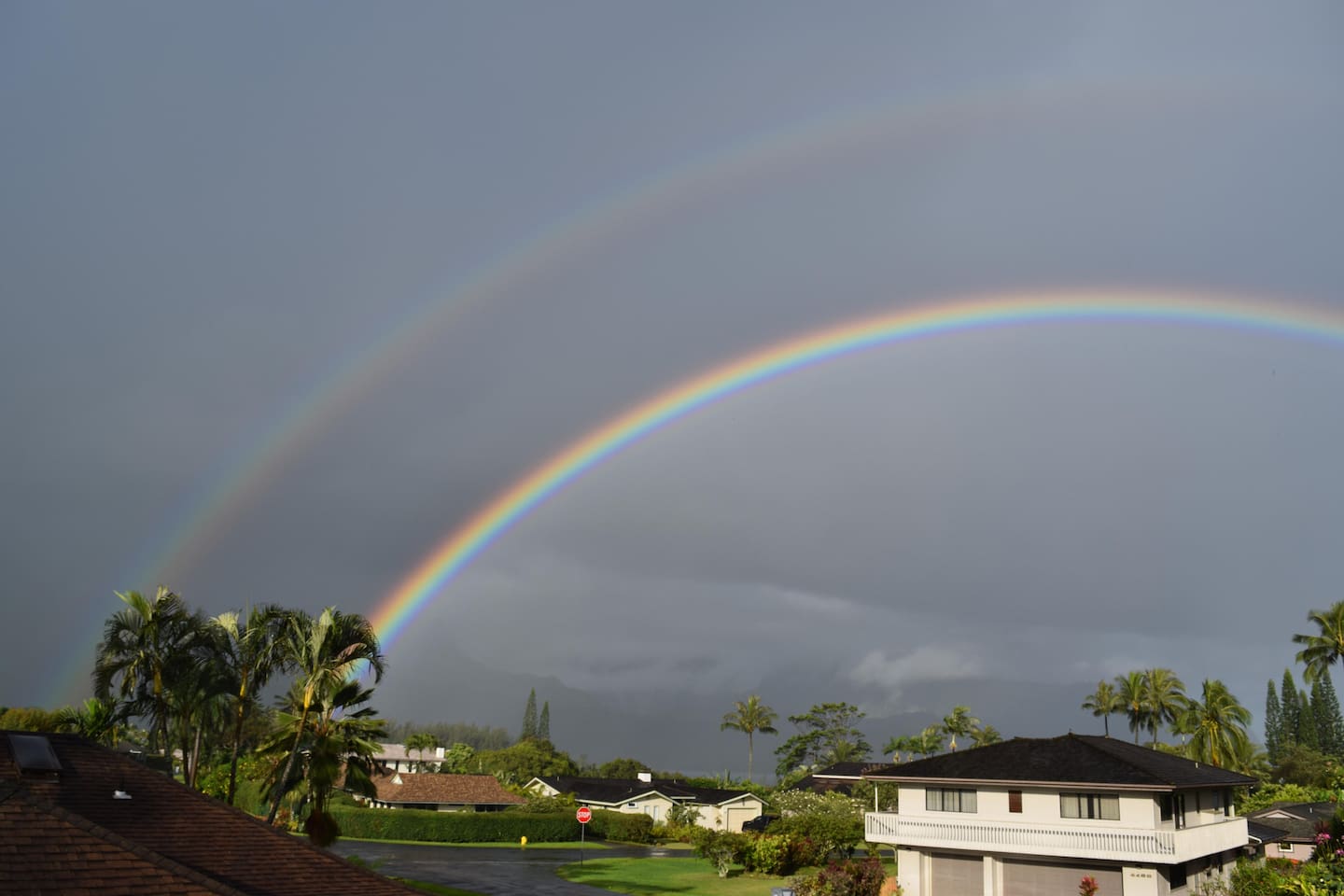Double rainbow from front yard.