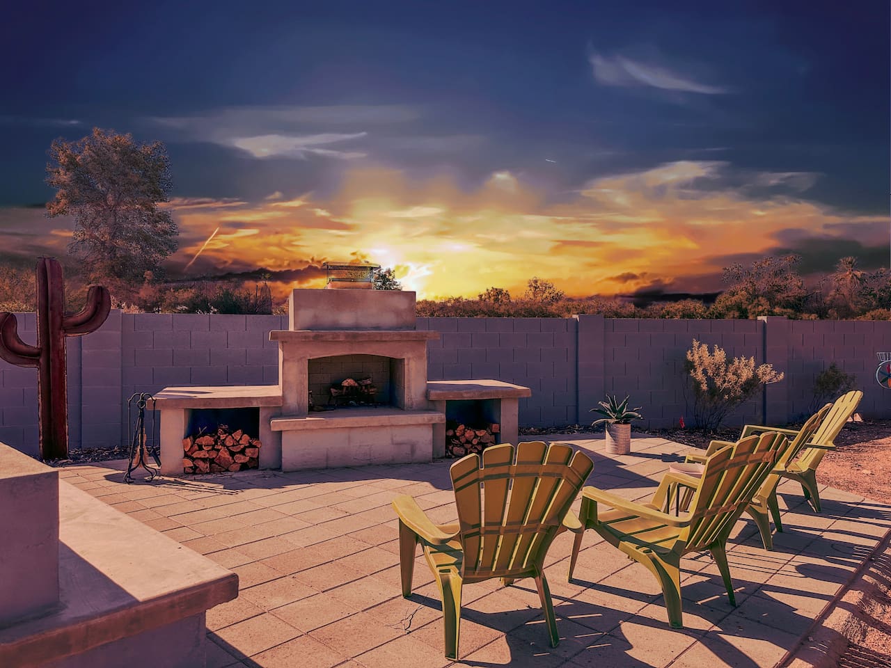 Enjoy sitting by the fireplace during cool winter nights.