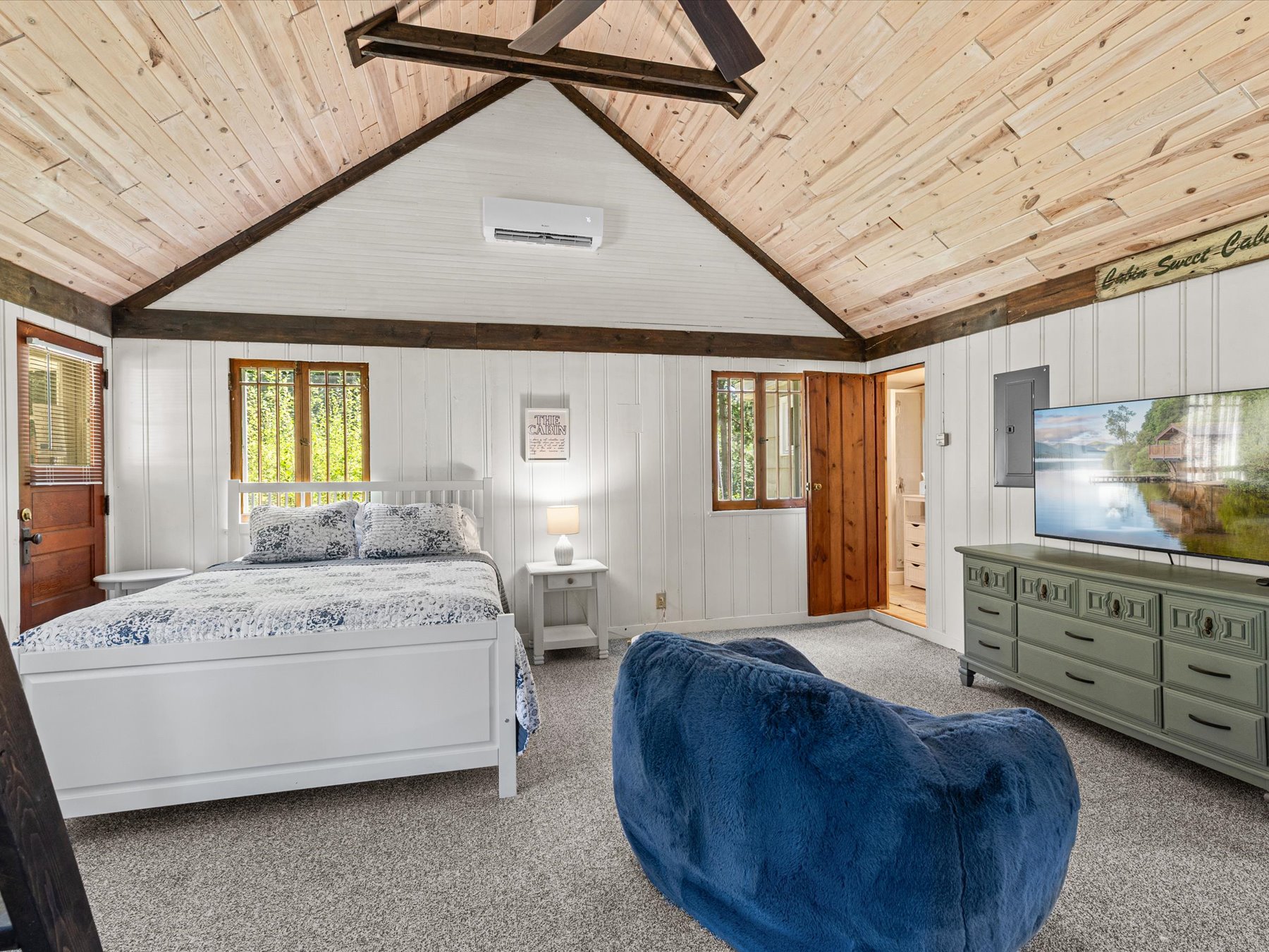Master bedroom showing bathroom door