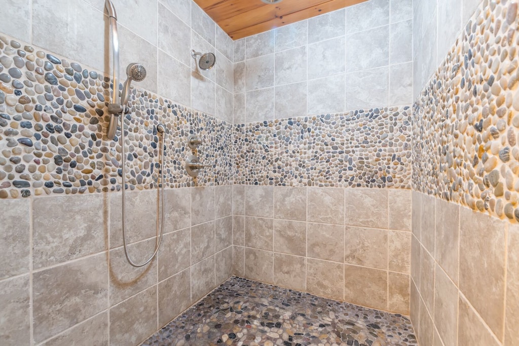 Custom River Rock Walk-In Shower