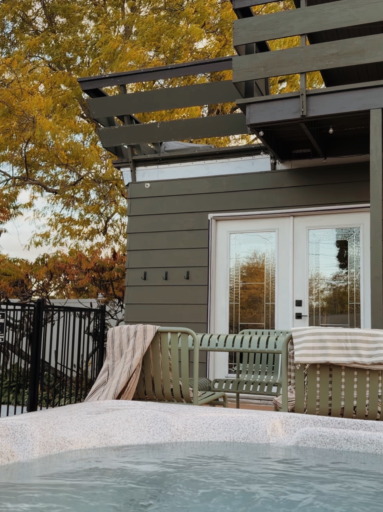 Sun goes down, string lights come on, and the world gets quiet. Hot tub warmth, soft laughter, bare feet, no schedule.