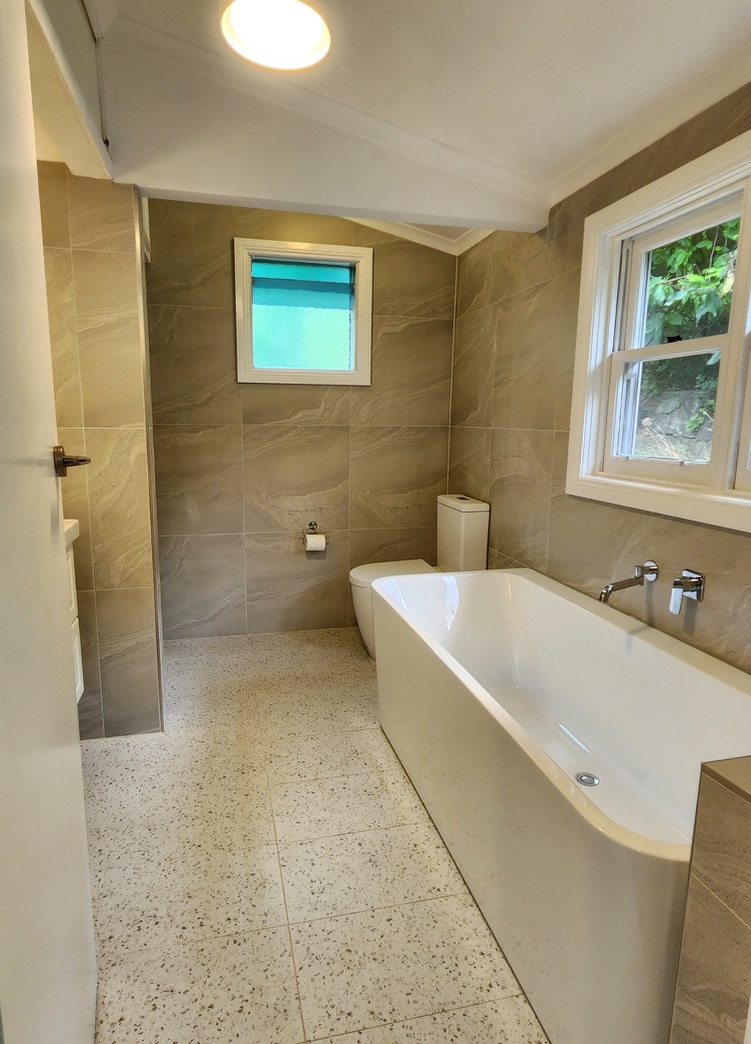There are two full bathrooms (one with huge bath, and the other with shower), as well as Washer/Dryer