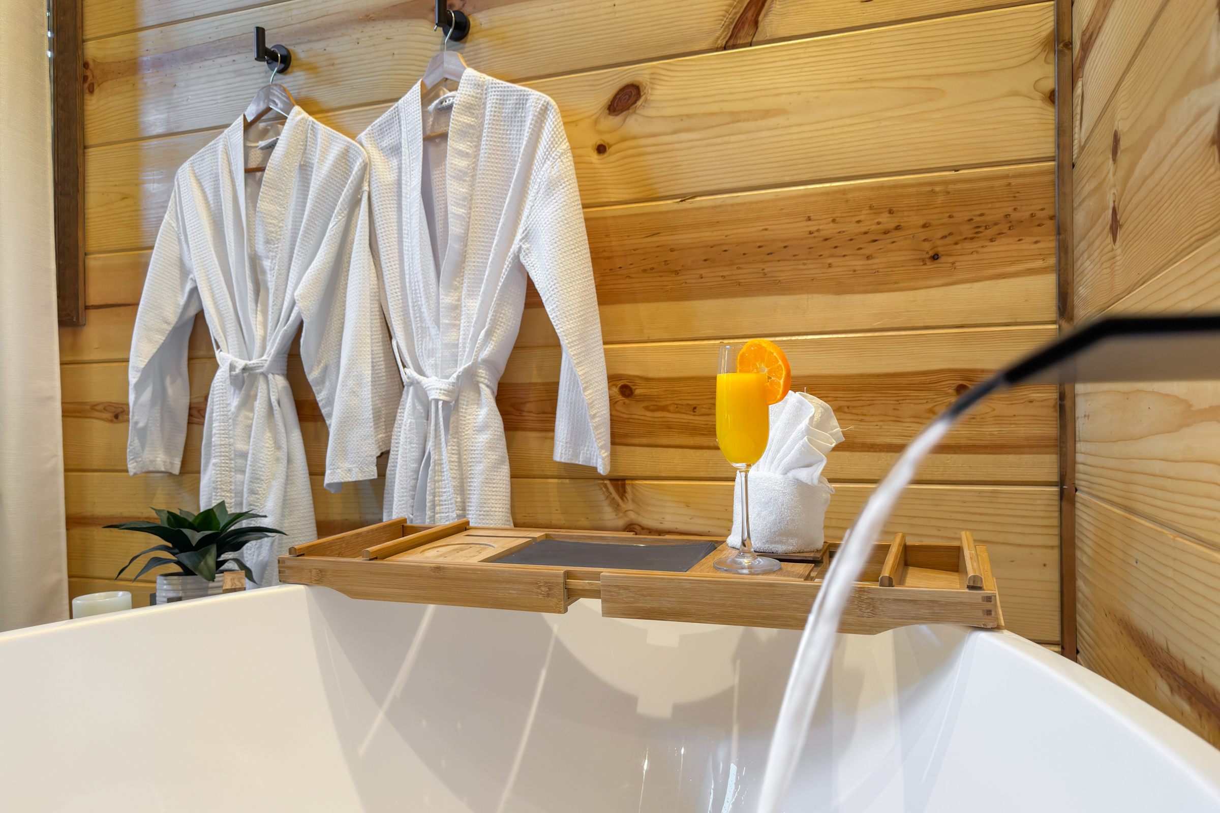 Relax in a hot bath and enjoy the soft robes provided.