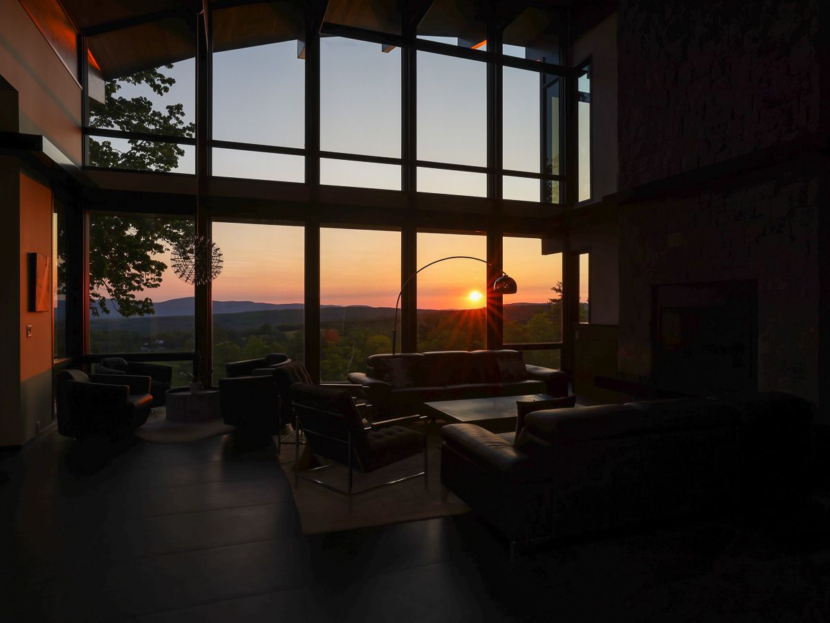 Sunset across the great room valley, frame three of four &mdash; Sunset Falls Berkshires