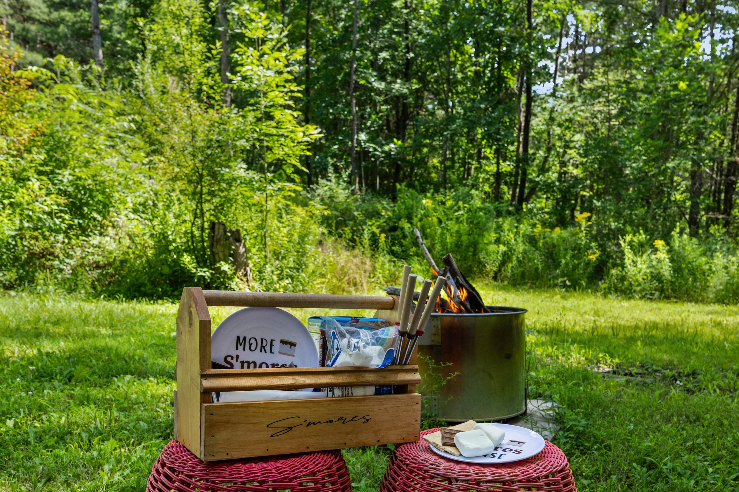 Smores Caddy with 2 plates, 4 telescoping sticks