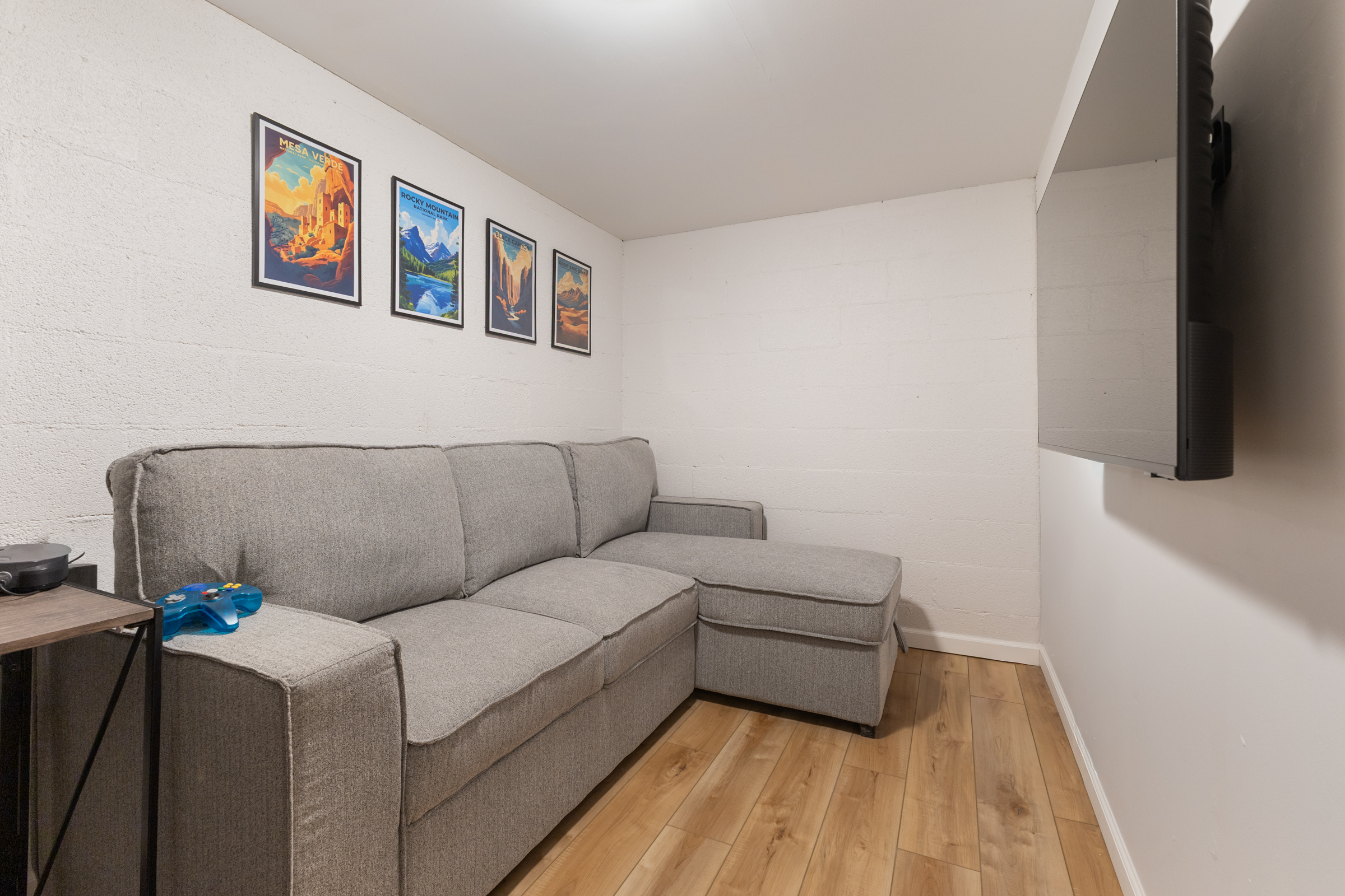 Lower Level Living Room | Smart Tv | Workspace