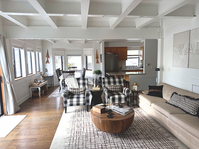 Relax in the cozy living room with a view.