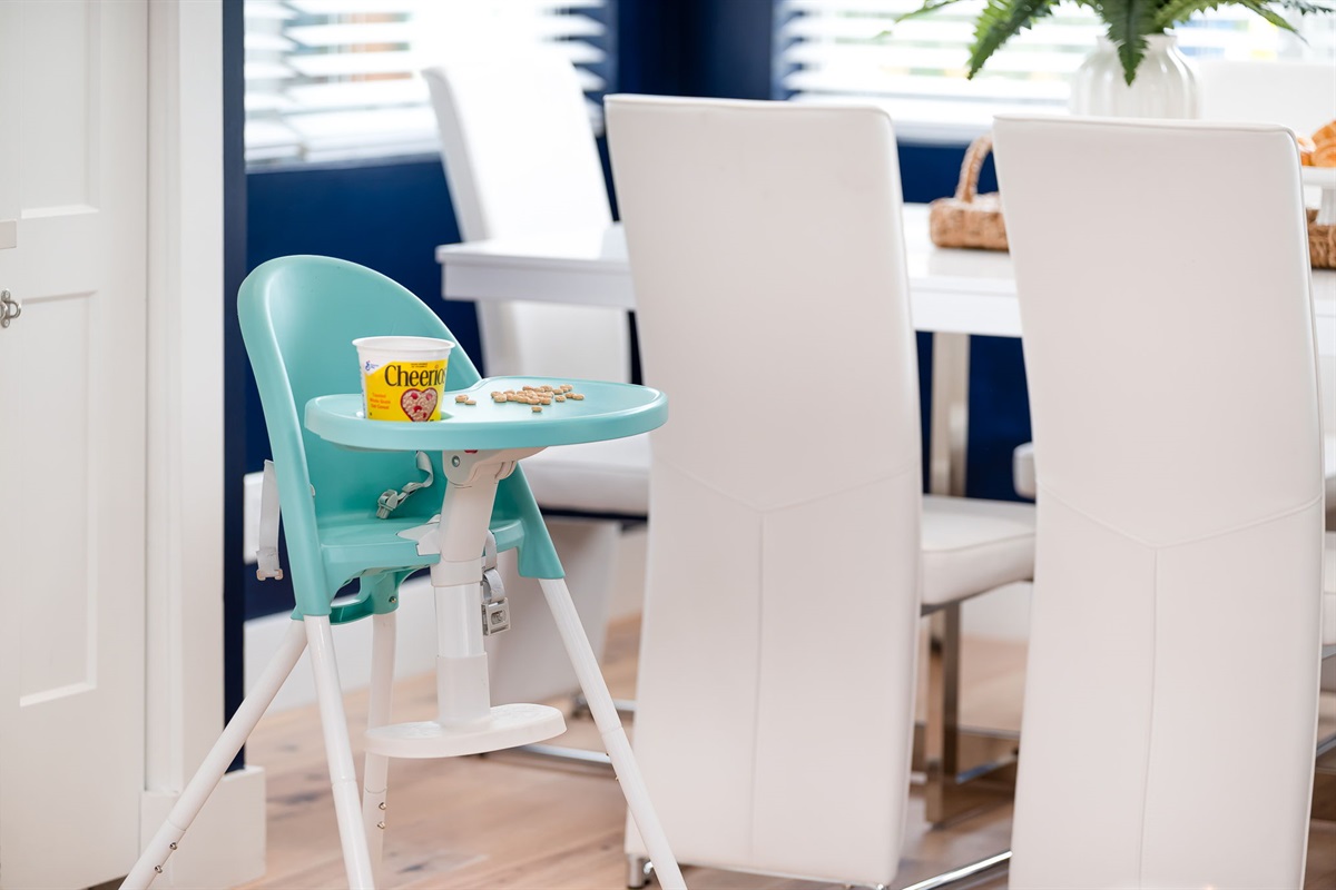 Your little one can join the family at mealtime with our provided high chair.