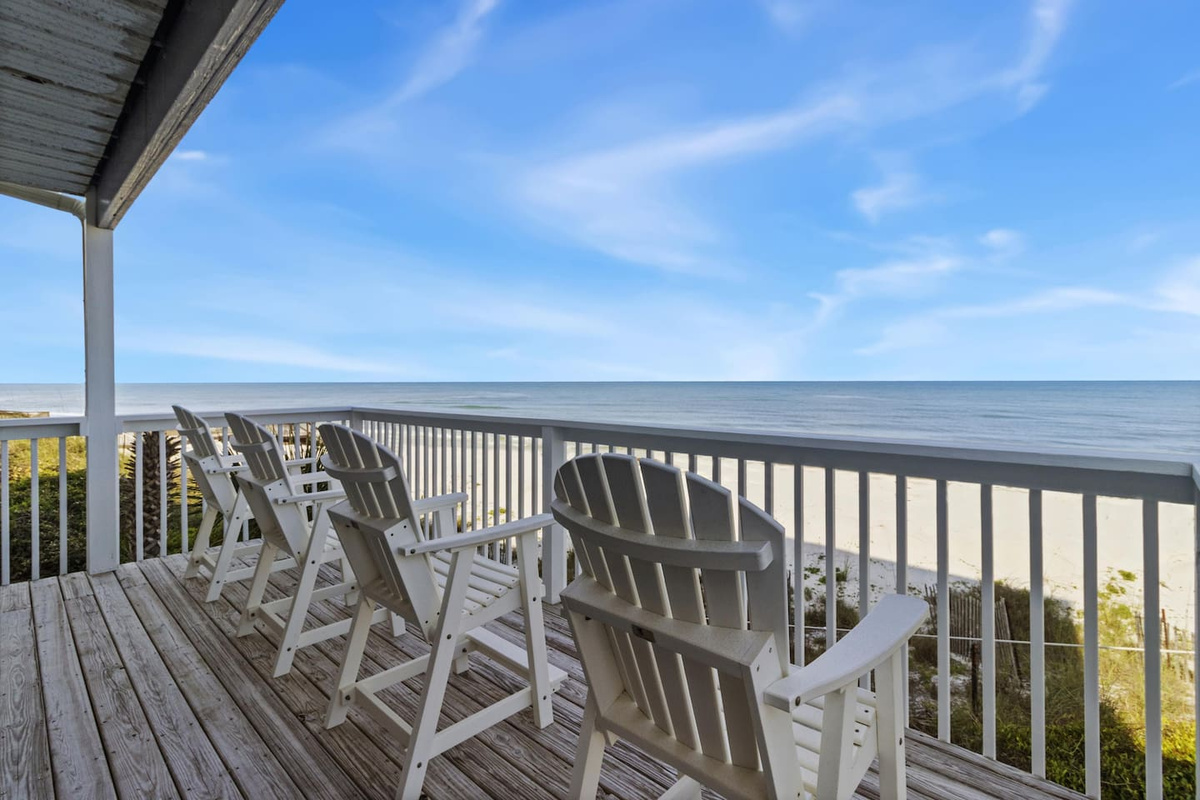 Watch the Cape San Blas sunset turn the Gulf gold from your own private deck &mdash; this is the view you'll come back for.