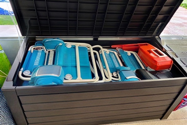 Beach chairs, sand toys, beach cart, and more.