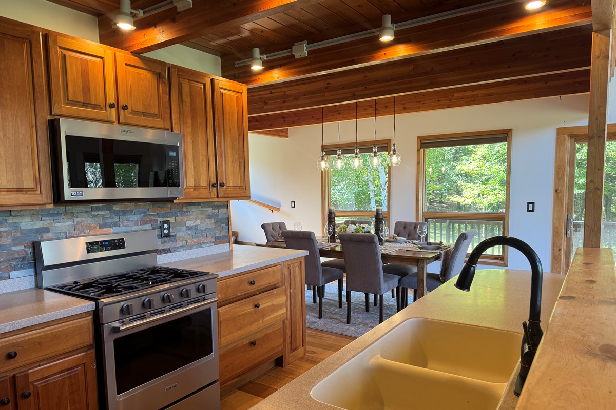 Renovated kitchen with stainless steel appliances