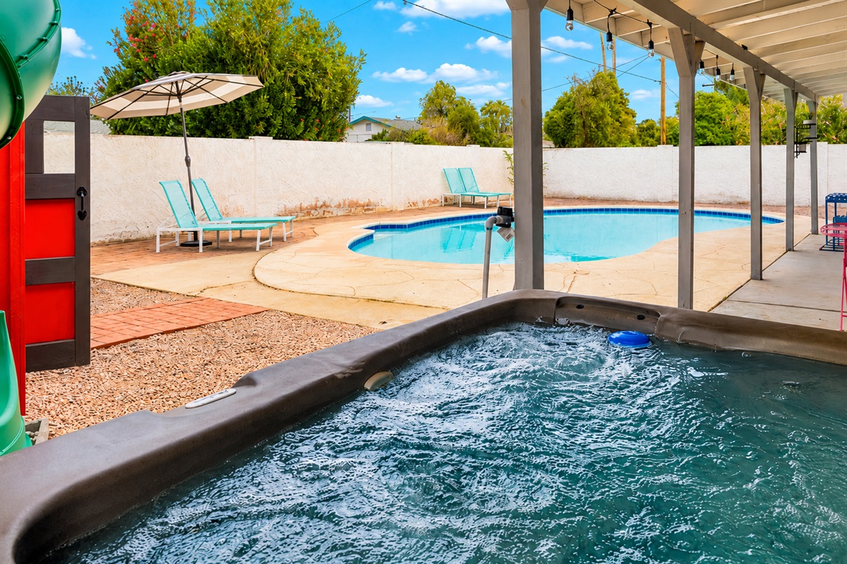 Relax and unwind in the hot tub after a long day