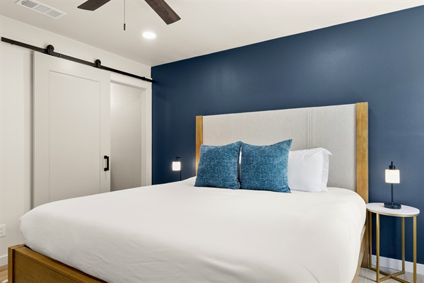 Unwind in style with a plush bed and master ensuite bathroom!
