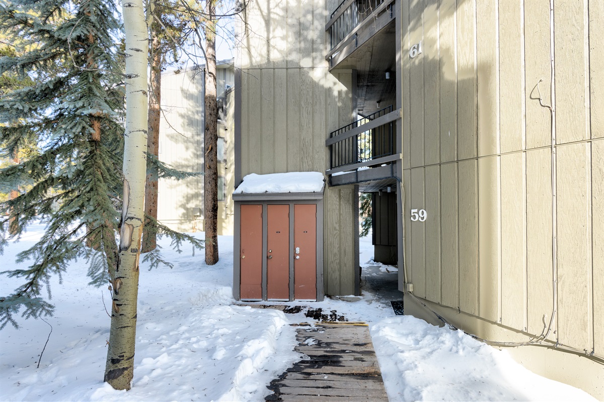 Private ski locker on ground level