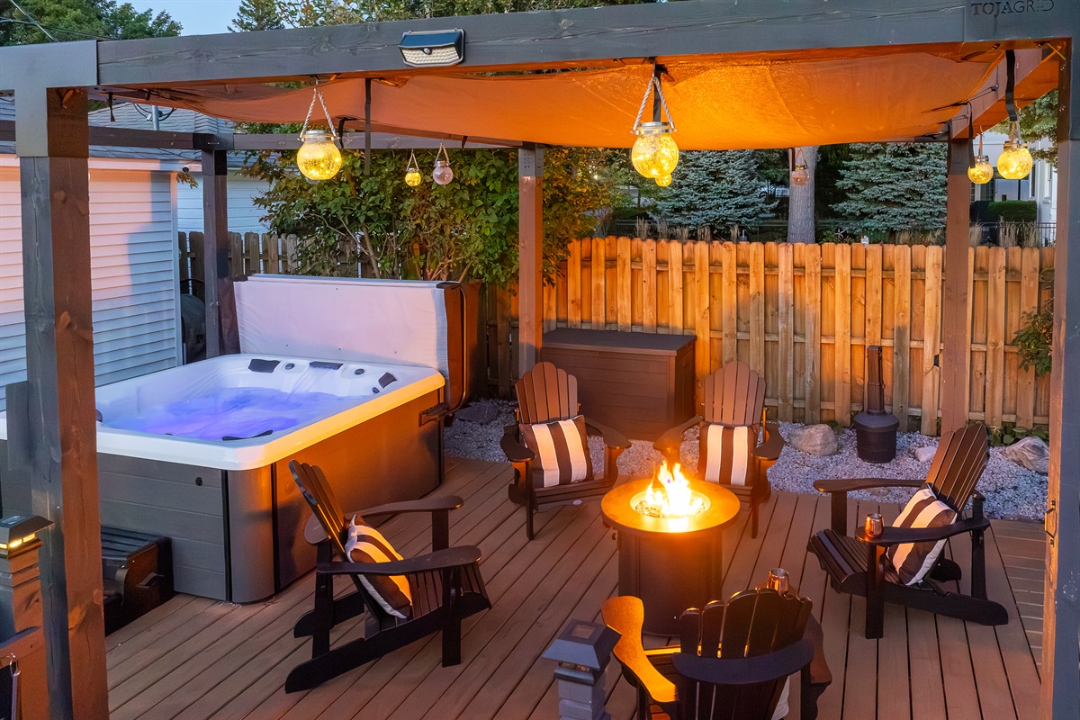 Fire pit and Hot Tub