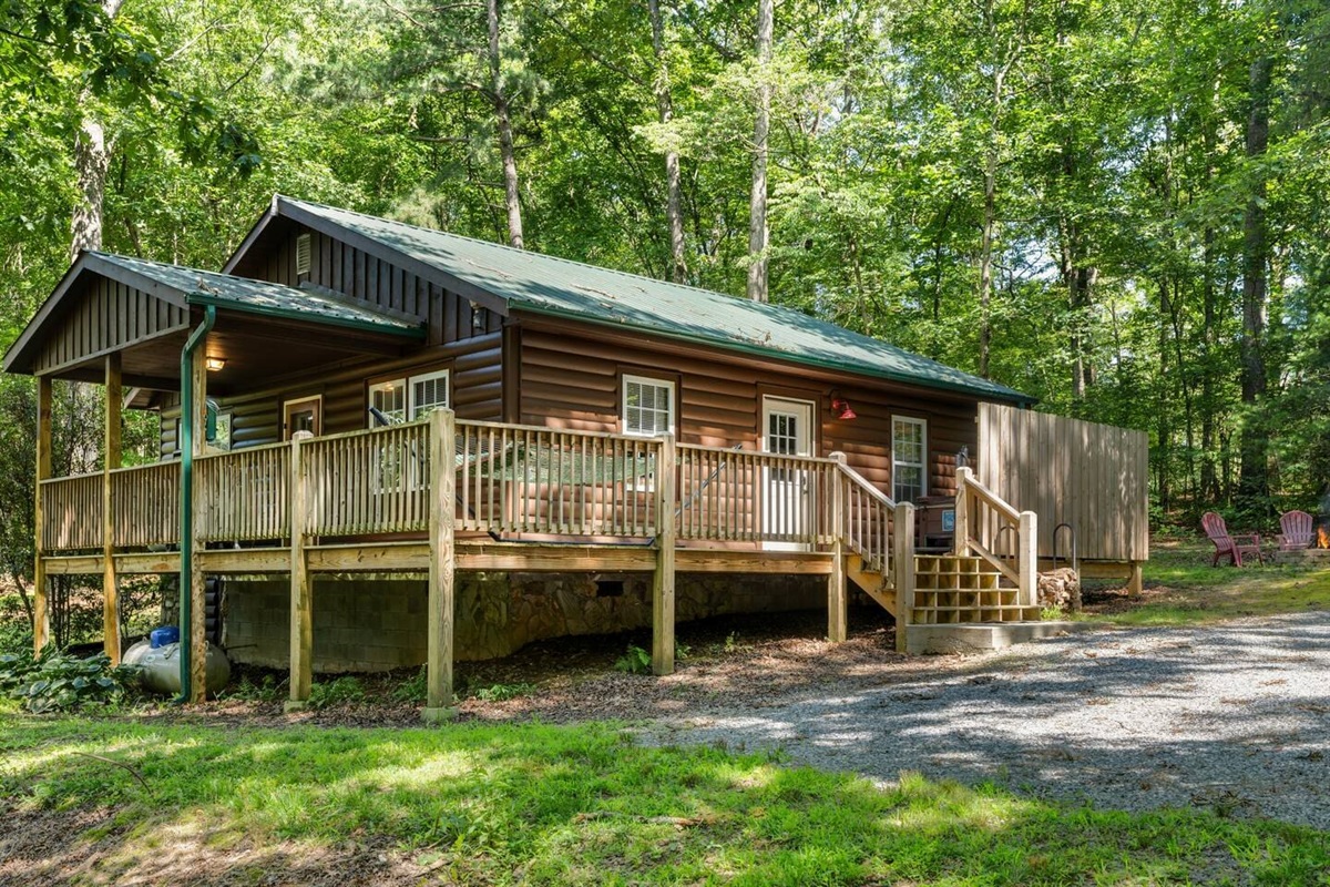 Just 5 steps into Nestled Inn from the parking area.  